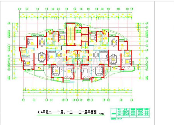 某城市住宅建筑高层户型专业设计图-图二