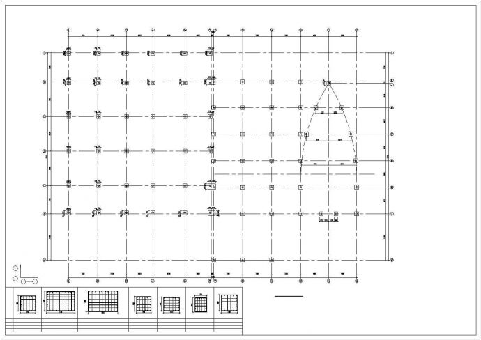 某钢框架汽车4S店（维修车间及展厅）结构设计图_图1