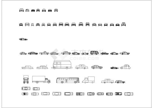 几十种汽车平立面cad素材图纸-图一
