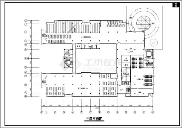 四川农大图书馆建筑施工设计CAD图纸-图一