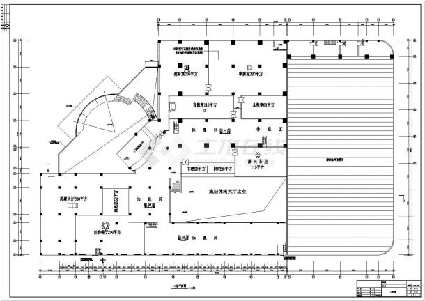 某文体中心桑拿浴场的建筑设计平面图-图二
