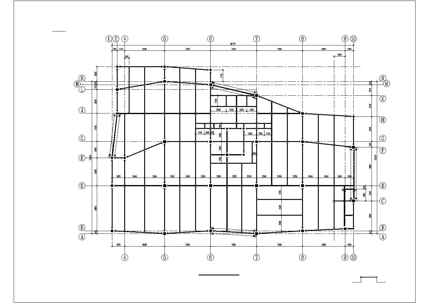 钢框架办公楼CAD布置图