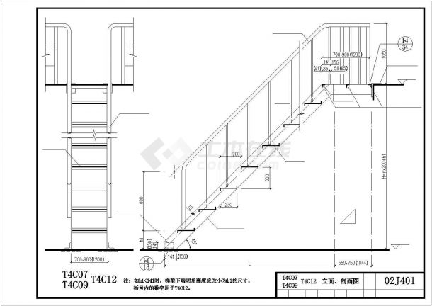 钢梯节点结构CAD图-图一