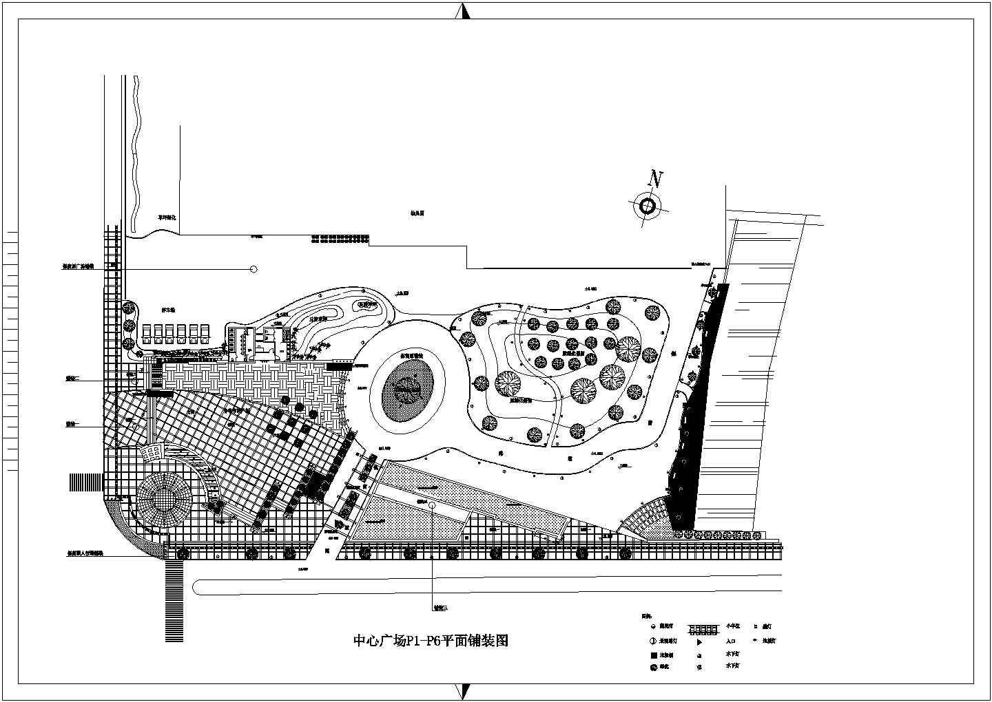某中心广场景观CAD规划图