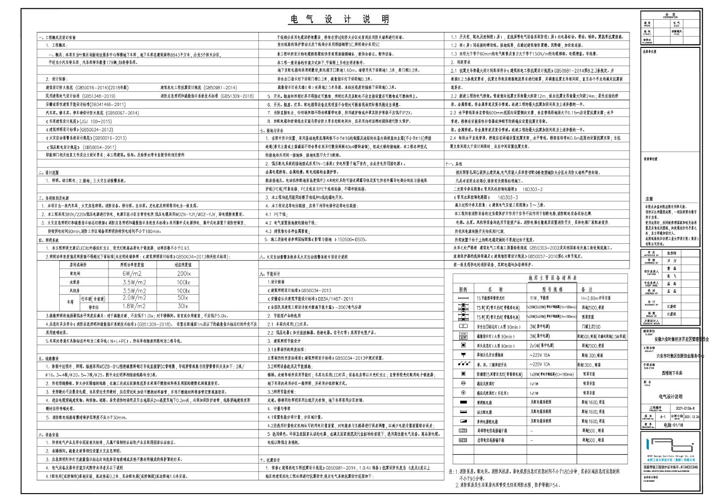 六安市叶集区创新创业服务中心西楼地下车库电气图CAD图.dwg