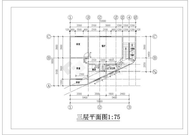 底框结构住宅楼cad设计施工图纸-图二