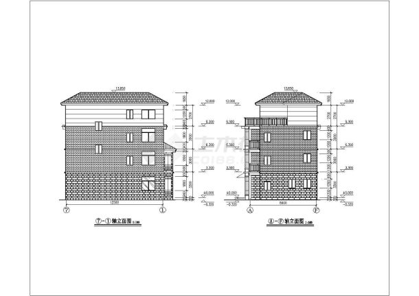 典型的多层别墅剖面CAD参考图-图二