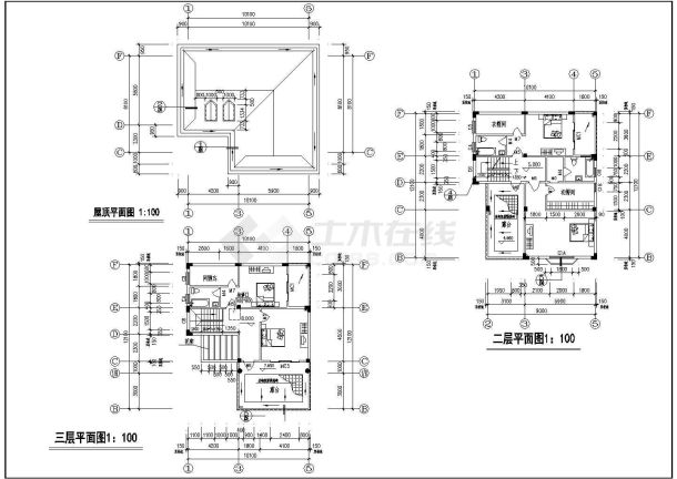 小型简单的别墅建筑施工图（共4张）-图二