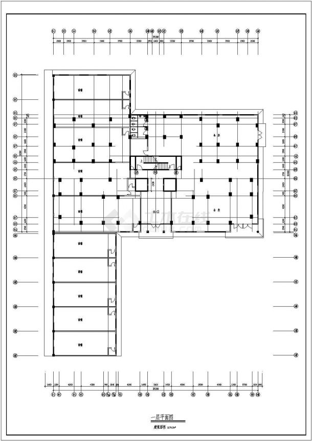 某地大型商住楼建筑设计平面图（全套）-图二