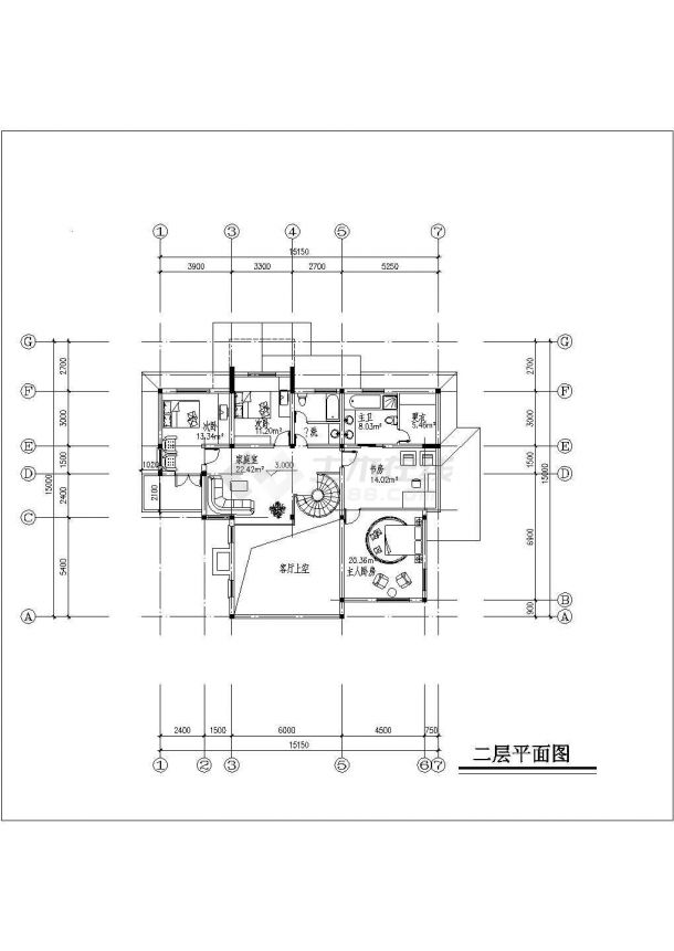 小型别墅简单的建筑施工图（共8张）-图二
