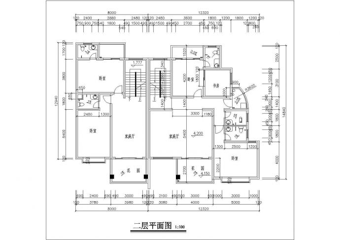 某地四层住宅楼建筑方案设计cad图_图1