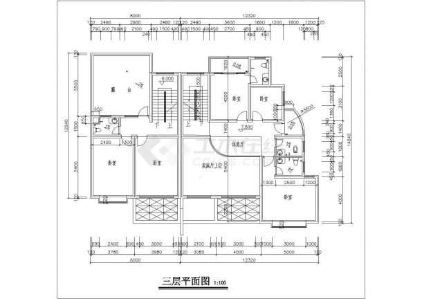 某地四层住宅楼建筑方案设计cad图-图二