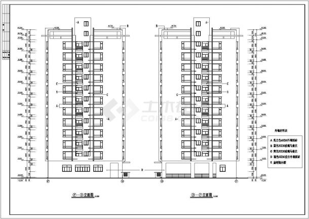 某地一栋大型高层商住楼的建筑设计平立剖图-图一