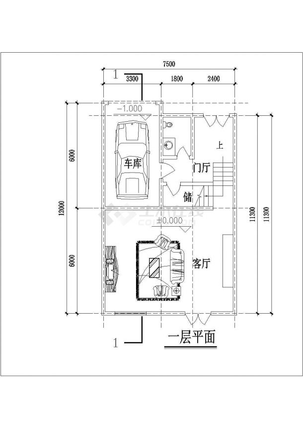 某地多层小别墅建筑方案设计cad图-图二