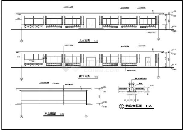 某地餐厅的详细设计建筑图（共7张）-图一