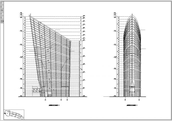 某高层钢塔框剪会展中心cad施工工程设计图_图1