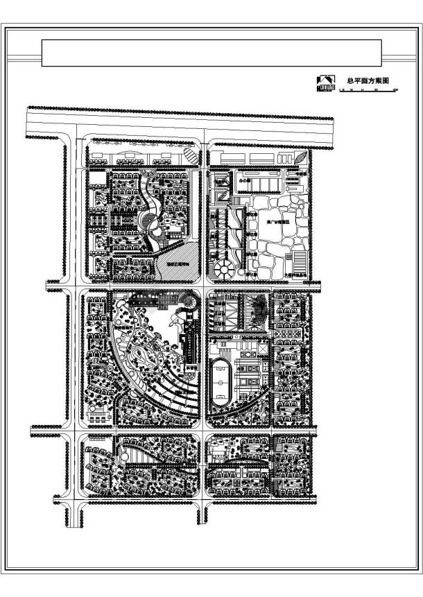 【湖南省】某地小区总平面方案建筑设计图-图一