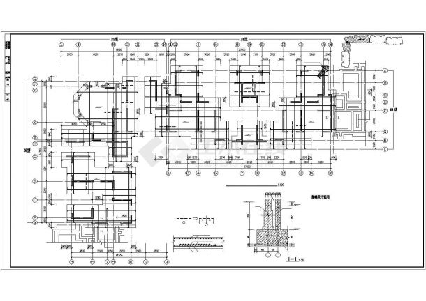 小高层剪力墙住宅楼cad结构施工设计图纸-图一