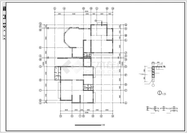 小高层剪力墙住宅楼cad结构施工设计图纸-图二