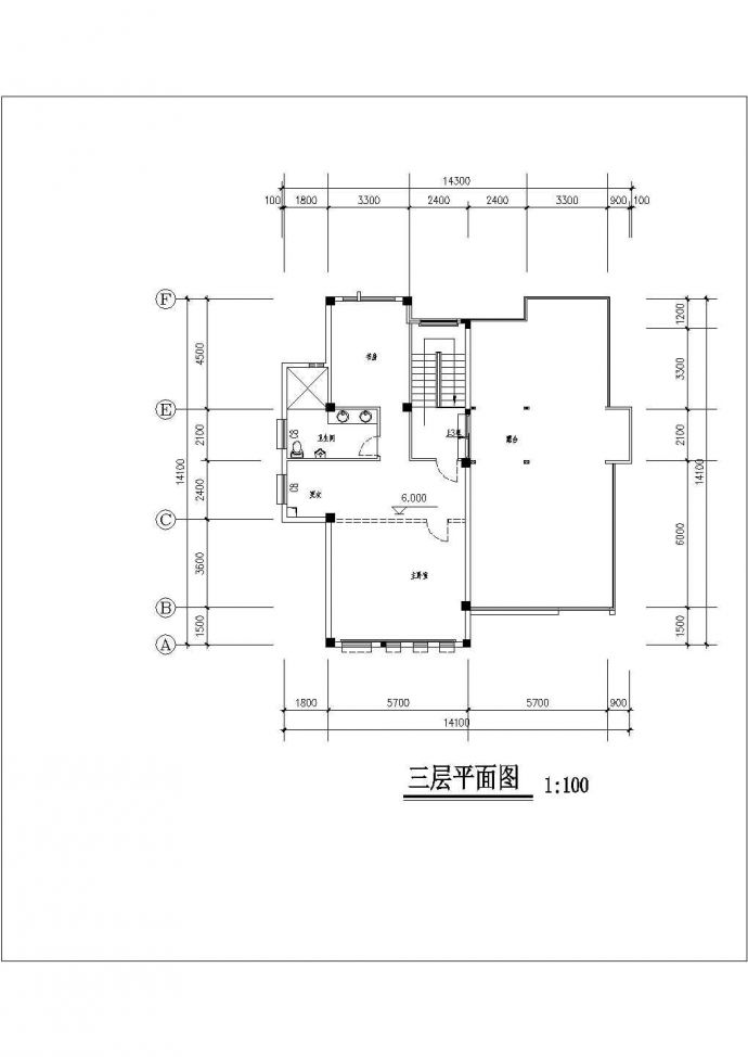 一套独栋别墅简单的建筑施工图（共6张）_图1