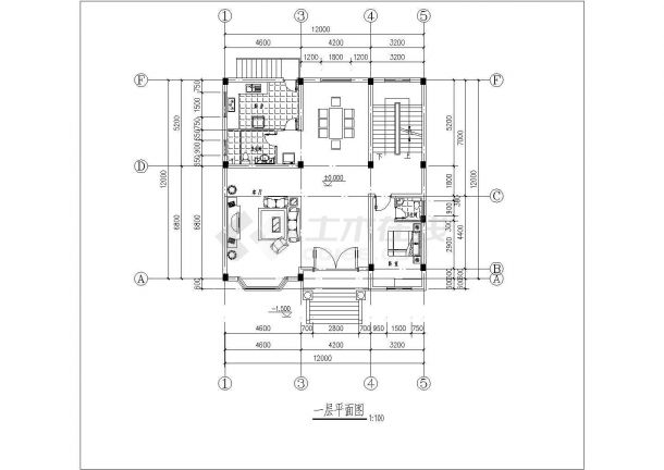 某市小型多层别墅建筑CAD图-图一