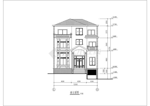 某市小型多层别墅建筑CAD图-图二