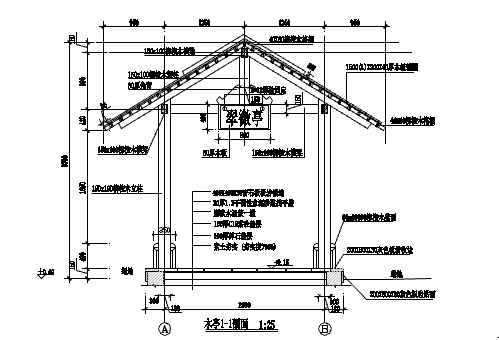 某地小型复古木亭子的建筑设计图（全套）-图二