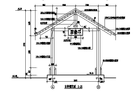 某地小型复古木亭子的建筑设计图（全套）