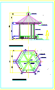 某地大型欧式六角亭的建筑设计施工图-图二
