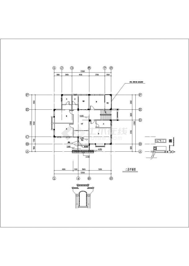 小型别墅CAD建筑施工参考详图（共6张）-图二
