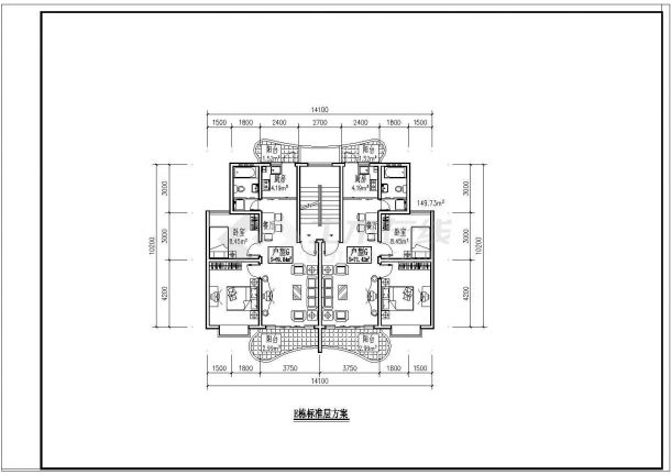 某城市户型平面图设计方案cad图纸-图一