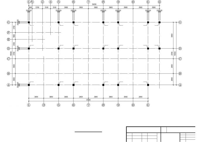 某层办公楼钢框架平面施工CAD布置套图_图1
