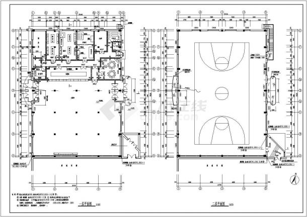 中学操场与食堂建筑设计CAD施工图-图一