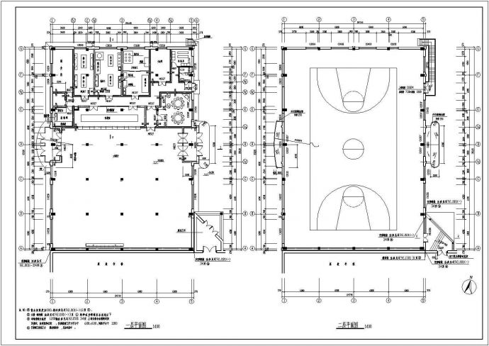 中学操场与食堂建筑设计CAD施工图_图1