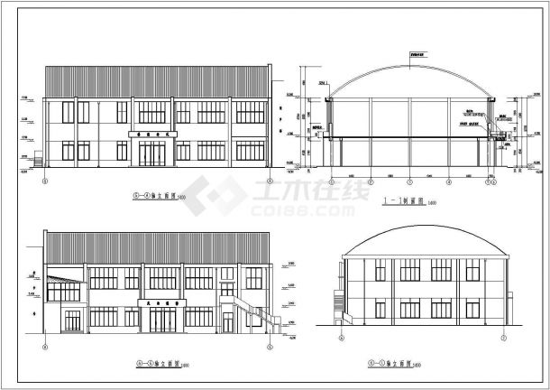 中学操场与食堂建筑设计CAD施工图-图二