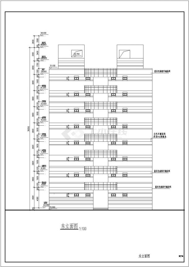 一套多层综合楼建筑施工图（共22张）-图二