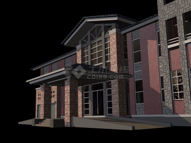 两层独立别墅建筑CAD方案设计图-图二