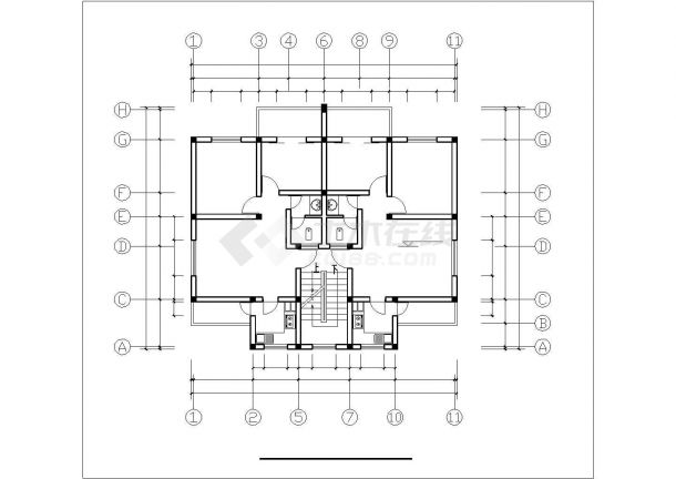 某城市住宅建筑户型CAD平面图纸-图二
