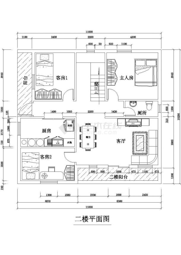 某地三层自建别墅建筑设计方案图-图二