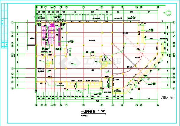 某城市综合教学楼施工设计平面图纸-图一