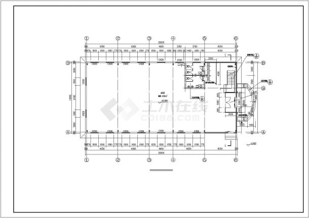 2层办公楼钢框架结构立剖面CAD参考布置套图-图二