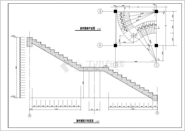 【南昌市】某地区钢筋砼螺旋楼梯结构图-图一