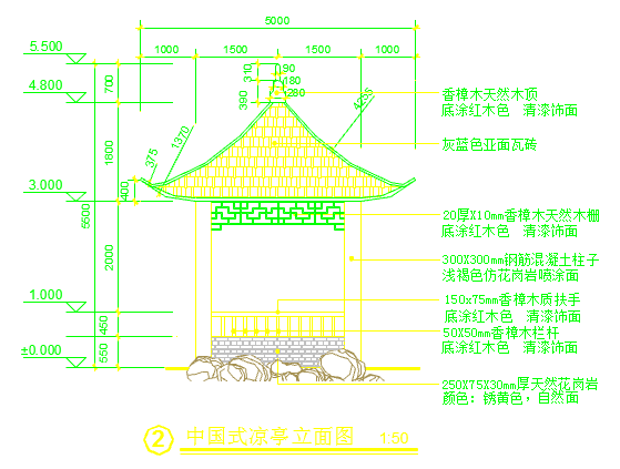 某地中国式凉亭的全套建筑施工详图_图1