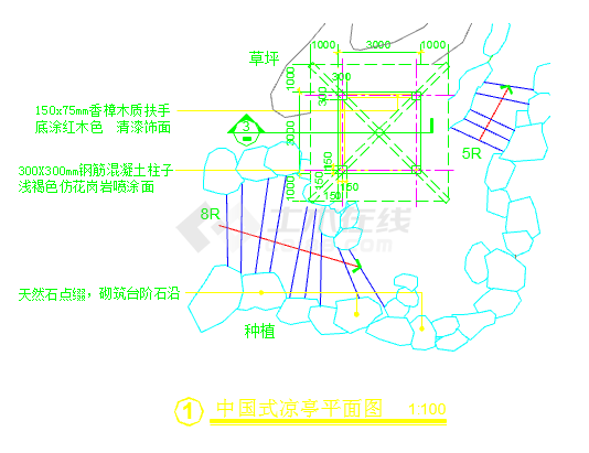 某地中国式凉亭的全套建筑施工详图-图二