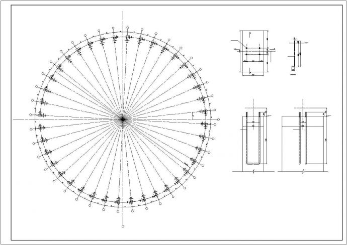 120米直径球壳煤棚网架结构施工图_图1