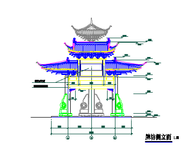 某地大型牌坊的建筑设计图（共10张）-图二