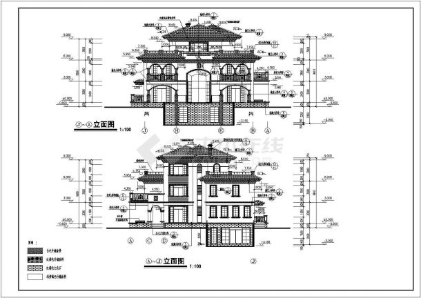 三层钢框架结构别墅建筑设计施工图-图二