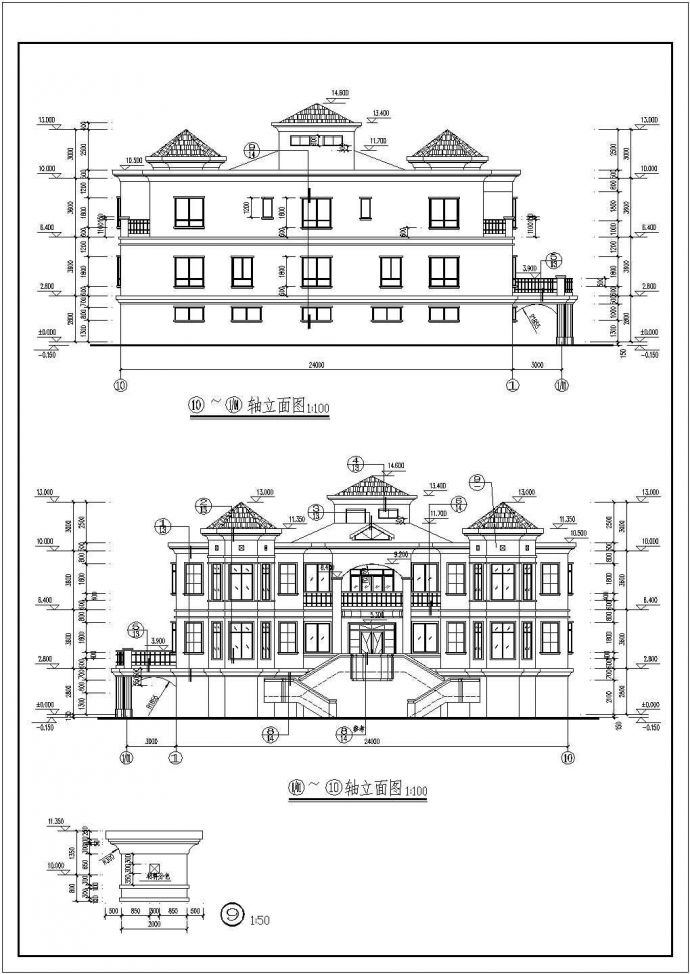 某地三层豪华型别墅建筑设计施工图_图1