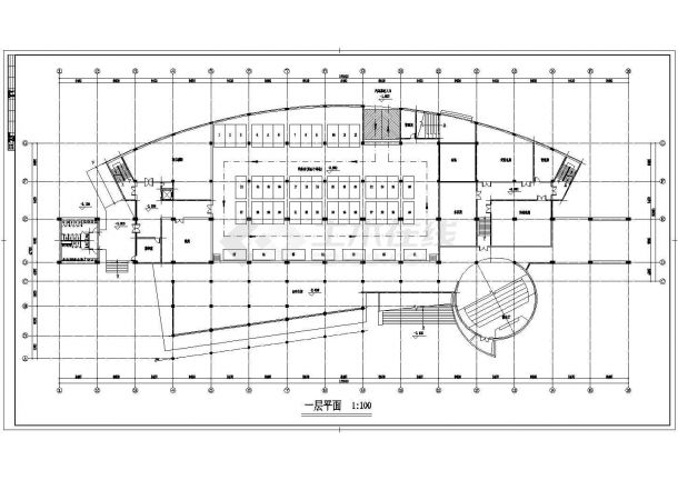 某校图书馆建筑方案设计CAD图纸-图一