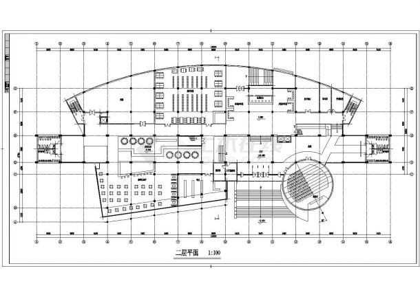某校图书馆建筑方案设计CAD图纸-图二